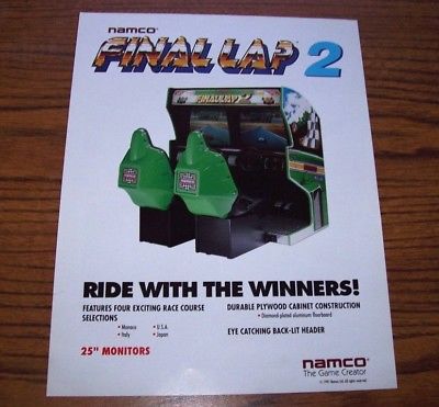 FINAL LAP 2 Video Arcade Game Flyer Promo ATARI Games Original 1991 Auto Racing