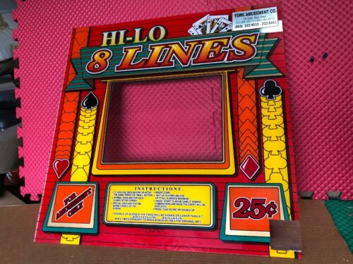 FACE PLATE POKER MACHINE HI-LO 8 LINES AMUSEMENT GAME MACHINE USED