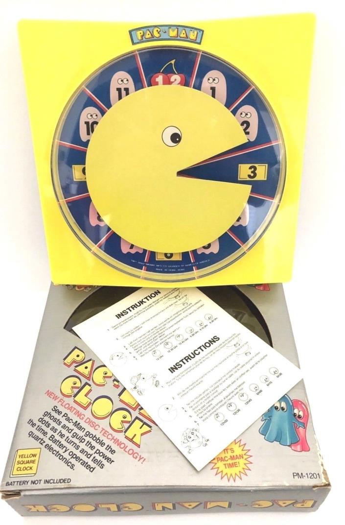 Vintage RARE Pac-Man Wall Quartz Clock PacMan 1980 Retro 