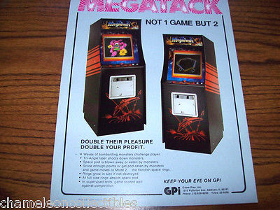 MEGATACK By GAME PLAN 1981 ORIGINAL NOS VIDEO ARCADE GAME SALES FLYER BROCHURE