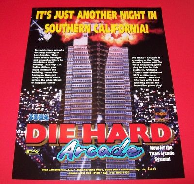 Die Hard Arcade Video Game FLYER 1996 Original NOS Titan Sega Artwork Sale Sheet
