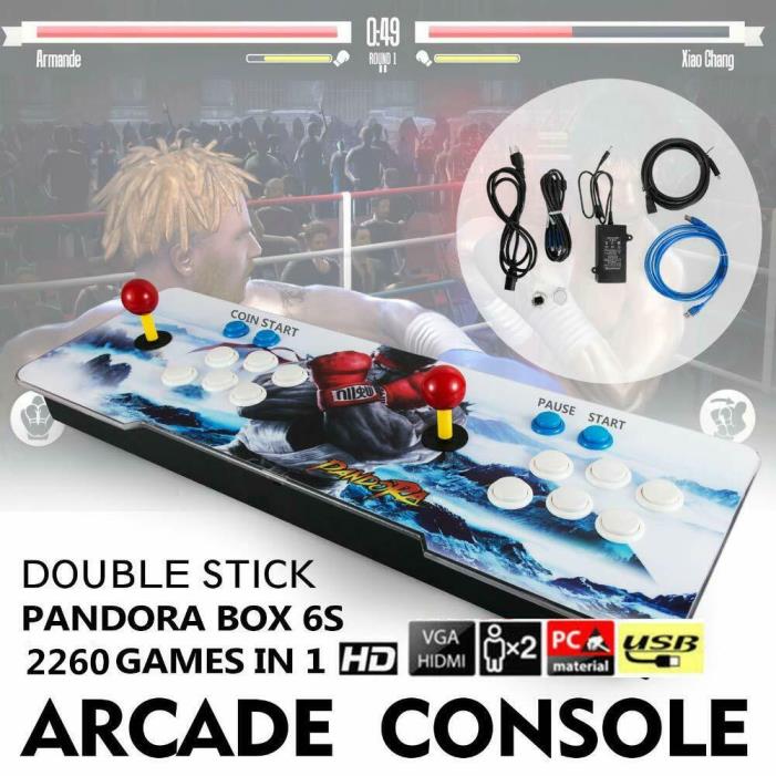2019 Pandora's Arcade Box 3D 1080p + LED Sanwa Mod + Portable USB Power Adapter