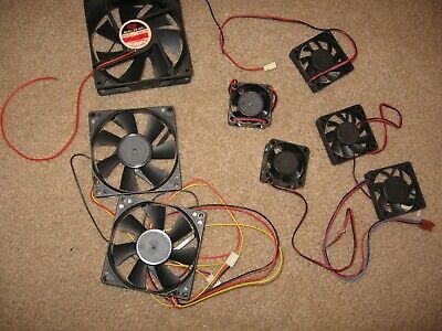 LOT OF 8 NEW ARCADE VIDEO GAME CPU OR COMPUTER 12 VOLT FANS ALL SIZES GOOD DEAL