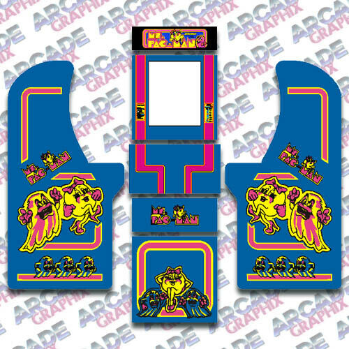 Arcade1up Cabinet Arcade Ms Pacman Graphics Decal Artwork Complete Kit
