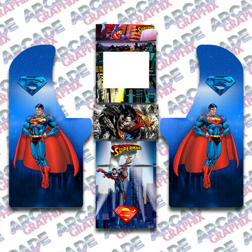 Arcade1up Cabinet Arcade Superman  Graphics Decal Artwork Complete Kit