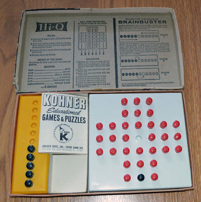 Vintage 1969 Kohner Hi-Q Classic Peg Game Puzzle + Bonus Brain Buster Game