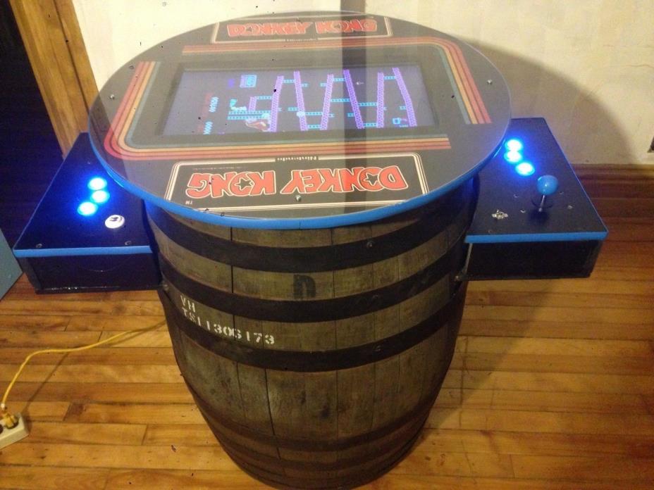 Donkey Kong Cocktail Arcade Machine Real Whiskey Barrel 60 Arcade Classics