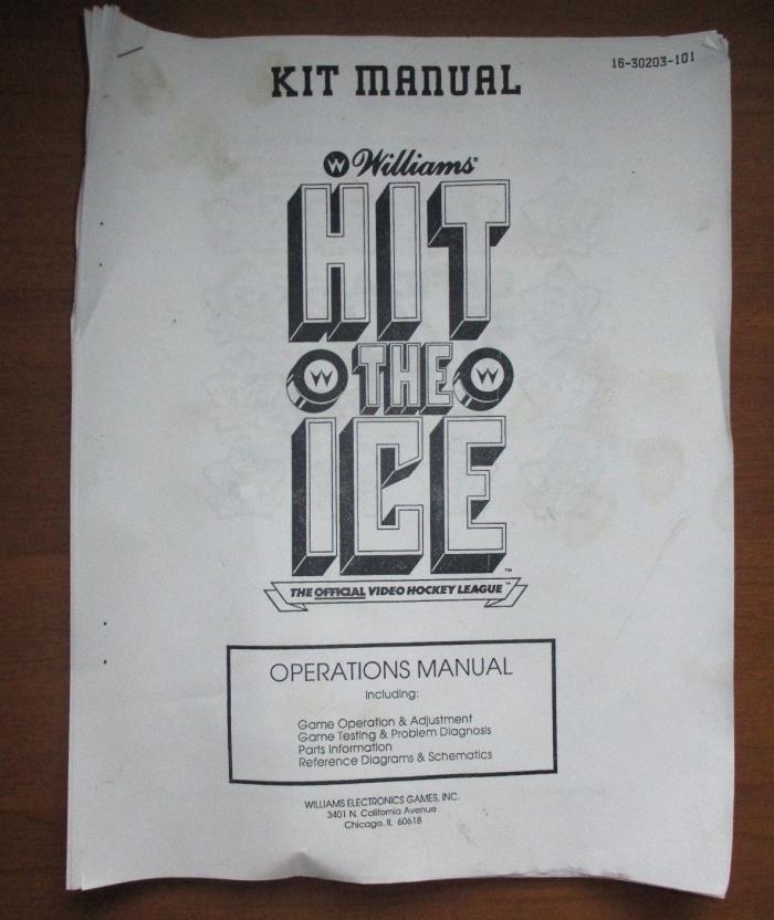 Williams 1990 Hit The Ice Hockey Arcade Game Conversion Kit Manual
