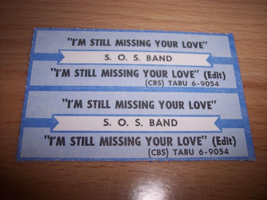 2 S.O.S Band I'm Still Missing Your Lov Jukebox Title Strips CD 7