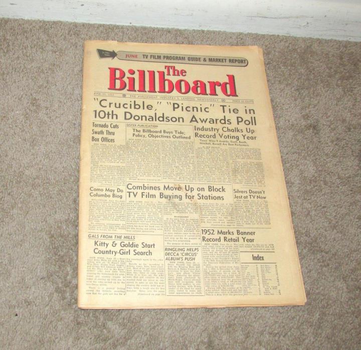NICE JUNE 20 1953 BILLBOARD MAGAZINE JUKEBOX PINBALL ARCADE ADVERTISING
