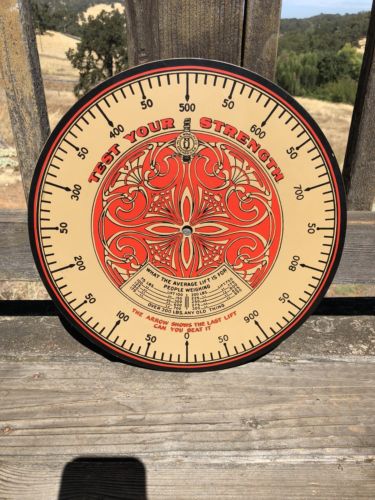 MILLS NOVELTY CO. “OWL” TEST YOUR STENGTH Coin Op Face Plate Sign
