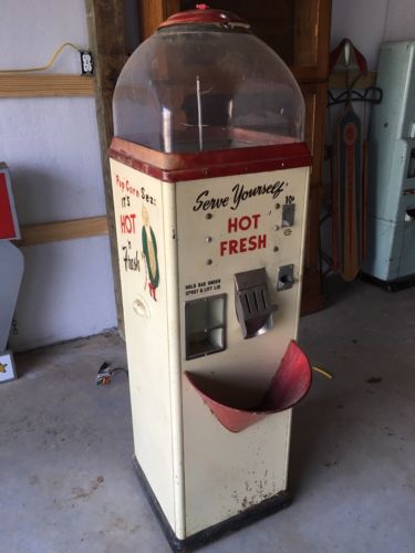 POP CORN SEZ POPCORN MACHINE  Old Vintage Coin Op Patina Movie Theater Bowling