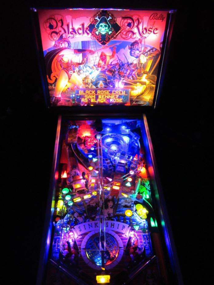 BLACK ROSE Arcade Pinball Machine Bally 1992 (Custom LED)