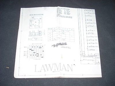 GOTTLIEB LAWMAN Pinball Schematic Original 1971 VG+