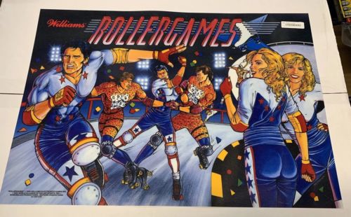 WILLIAMS ROLLERGAMES ROLLER GAMES pinball machine Translite Good Condition