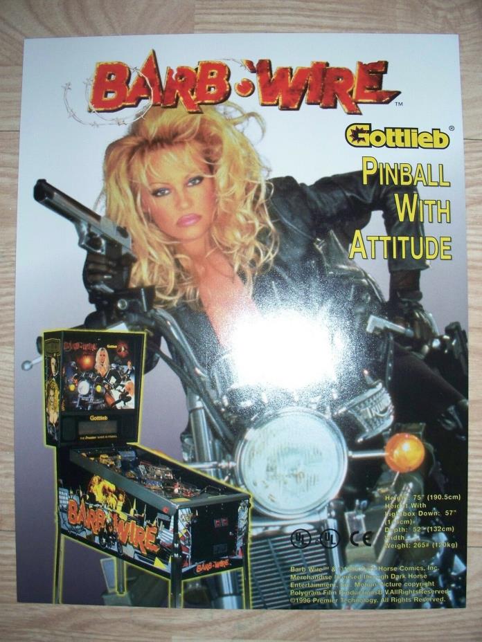 1996 gottlieb barb-wire pinball flyer