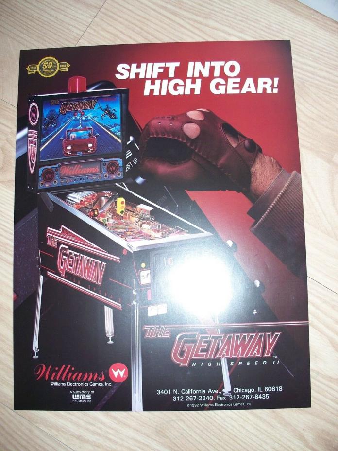 1992 getaway high speed 2 pinball flyer