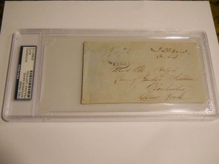 JEFFERSON DAVIS SIGNED FREE FRANK PANEL PSA/DNA AUTO CONFEDERATE PRESIDENT