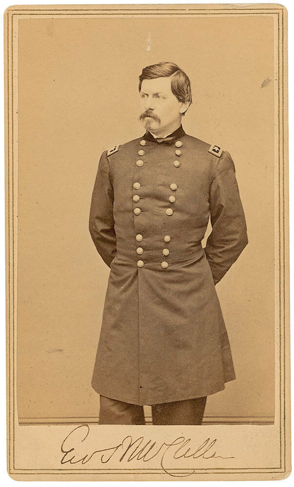 George B. McClellan CDV Photo Signed - Civil War - Great Autographed Image