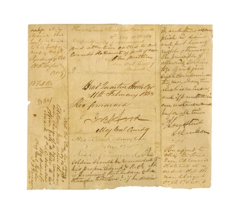 COPY letter signed Generals JohnBell Hood, John Britton & James Longstreet 1863