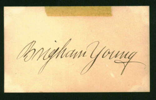 Brigham Young Near-Mint Signed Autographed 2x3.5 Album Page Beckett BAS