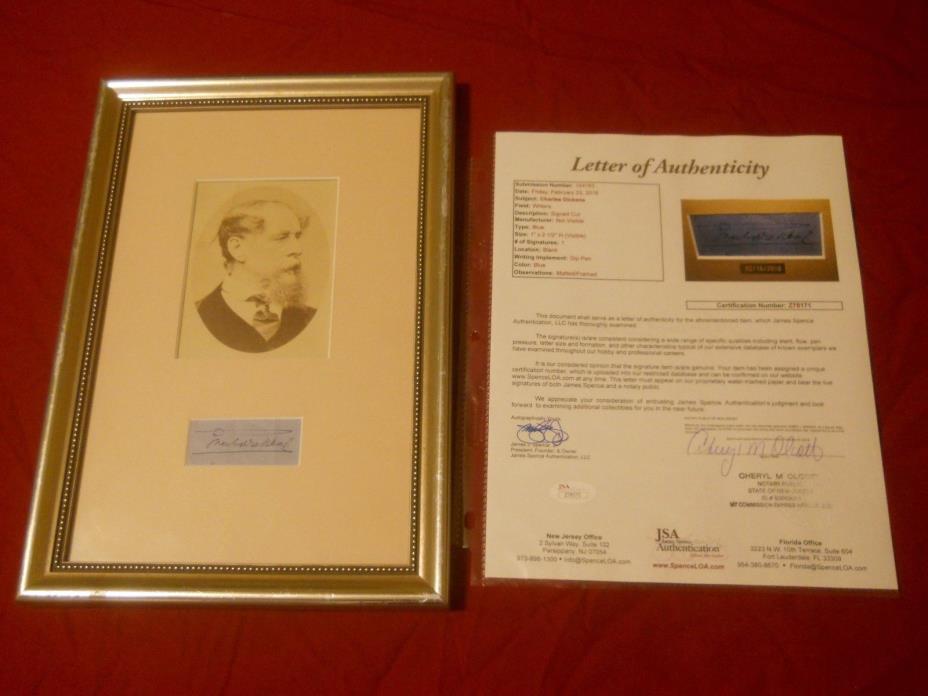 CHARLES DICKENS SIGNED FRAMED CUT SIGNATURE JSA LOA AUTOGRAPH A CHRISTMAS CAROL