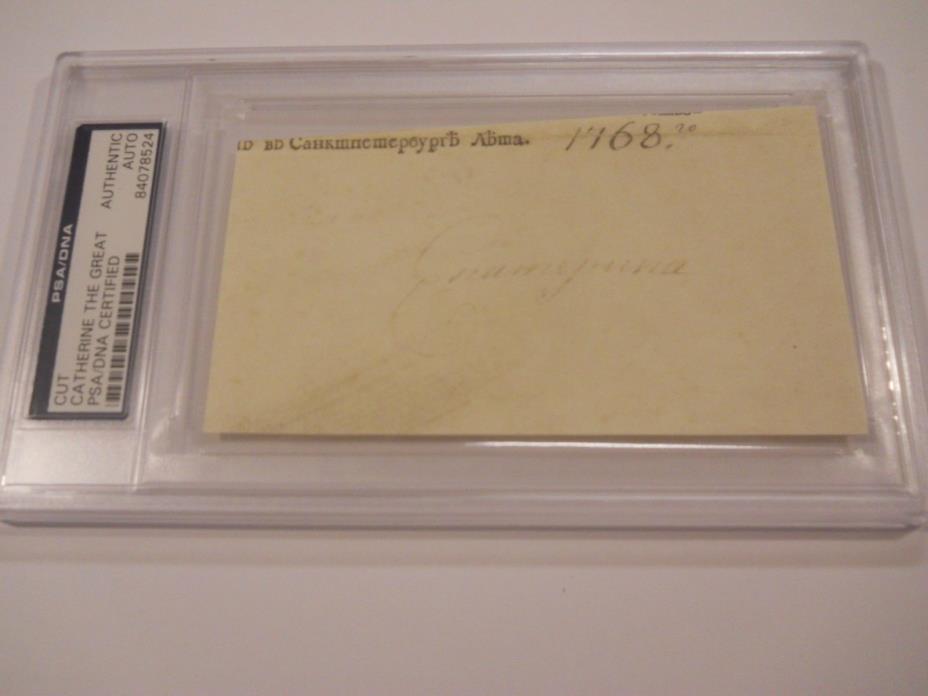 CATHERINE THE GREAT SIGNED CUT SIGNATURE 1768 PSA/DNA AUTO EMPRESS OF RUSSIA