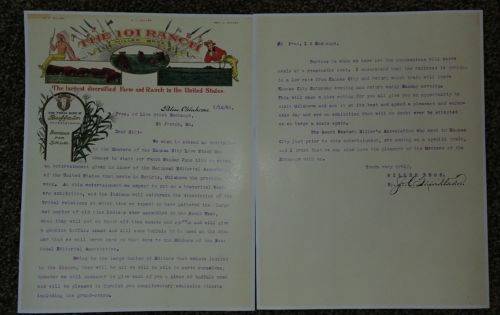 101 ranch copy of 2 page letter dated 5/10/1905 signed JC Miller