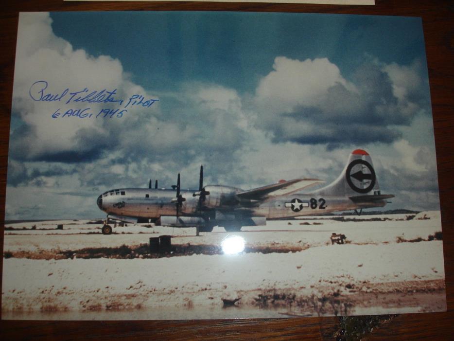 WWII Signed Pilot Enola Gay Paul Tibbets COA 8x10 photograph