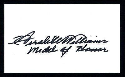 Hershel Williams WWII Iwo Jima Medal of Honor Signed 3x5 Index Card E18868