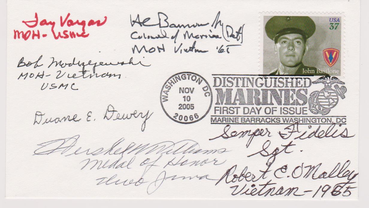 SIGNED MARINES MEDAL OF HONOR WINNERS (6 SIGS) FDC AUTOGRAPHED FIRST DAY COVER
