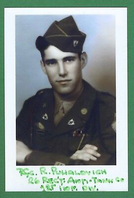 Ralph Puhalovich WWII Normandy, Omaha Beach, Big Red One Signed 4x6 Photo E18803
