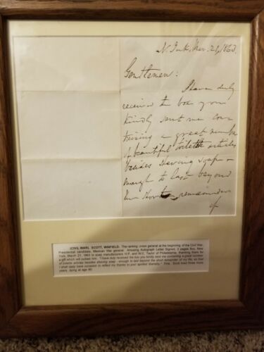 WINFIELD SCOTT - AUTOGRAPH Original SIGNED March 1863 W.C. Taylor Co. Civil War