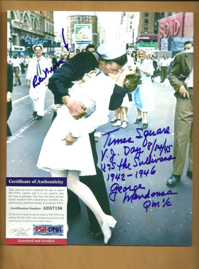 PSA/DNA George & Rita Mendonsa Kissing Sailor & Wife Autographed 8x10 Picture