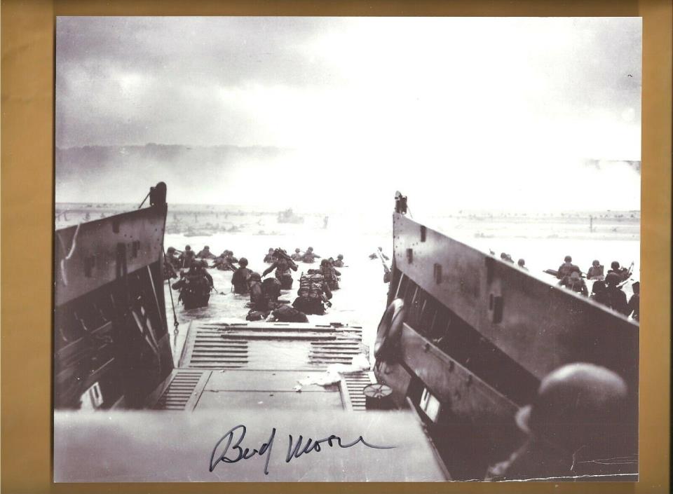 Bud Moore Nascar Legend WW2 Vet D-day Omaha Beach Autographed 8x10 Picture