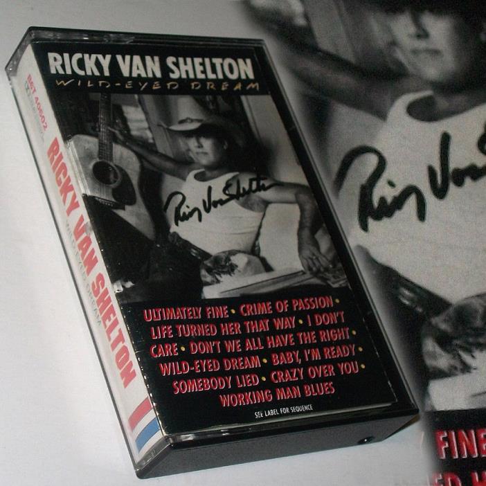 Ricky Van Shelton SIGNED 1987 DEBUT ALBUM CASSETTE Wild Eyed Dream COUNTRY STAR