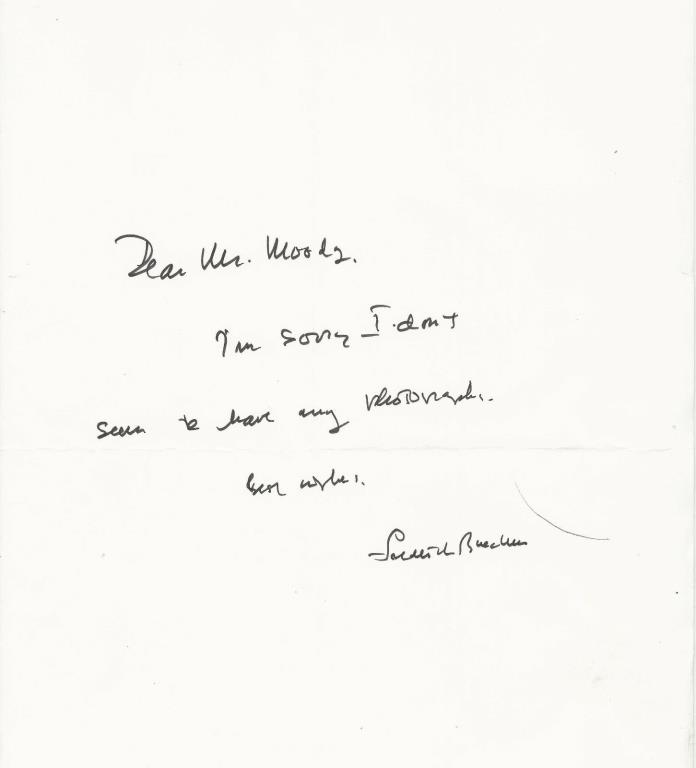 FREDERICK BUECHNER, author/theologian, AUTHENTIC HAND WRITTEN/SIGNED NOTE
