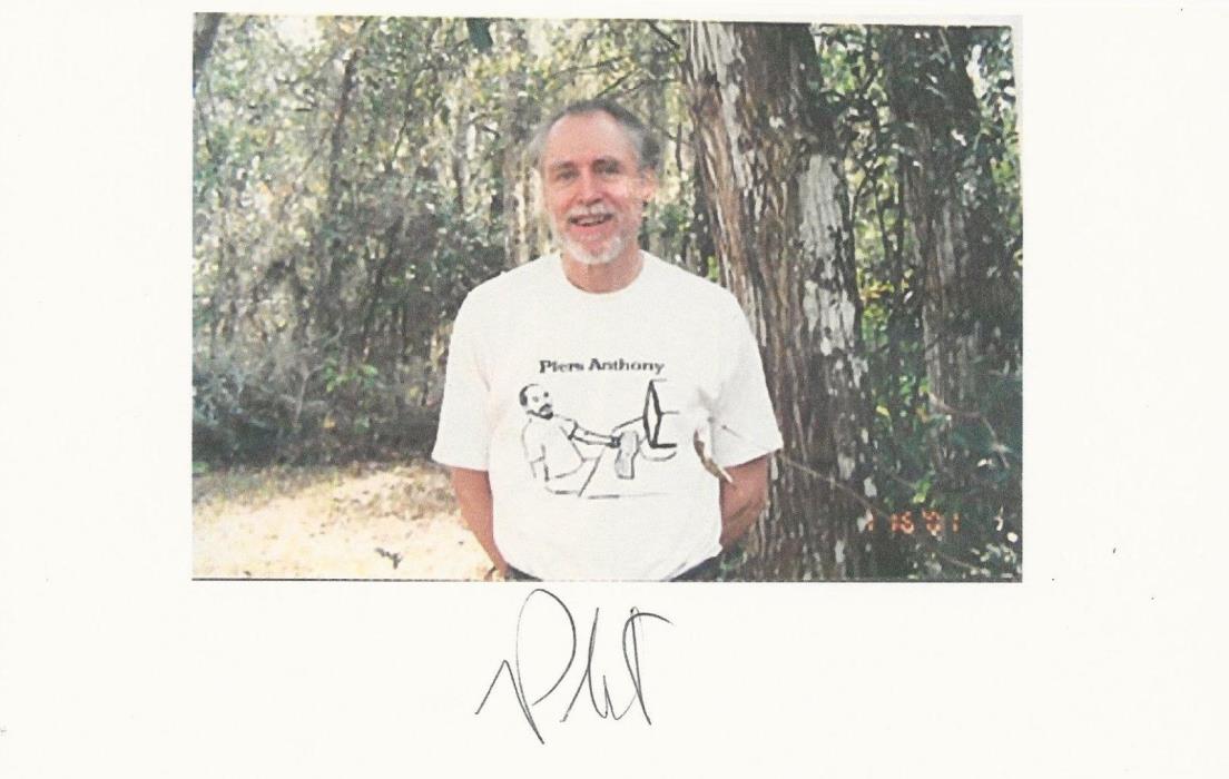 PIERS ANTHONY, sf author, AUTHENTIC HAND SIGNED COLOR 5x8 PHOTOGRAPH