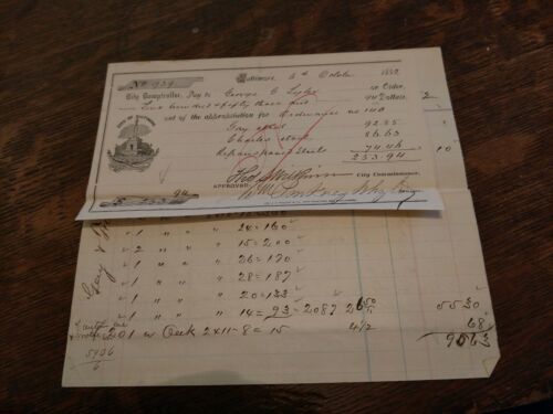 1882 Baltimore Maryland Mayor William P. Whyte Autograph Signed Check rare