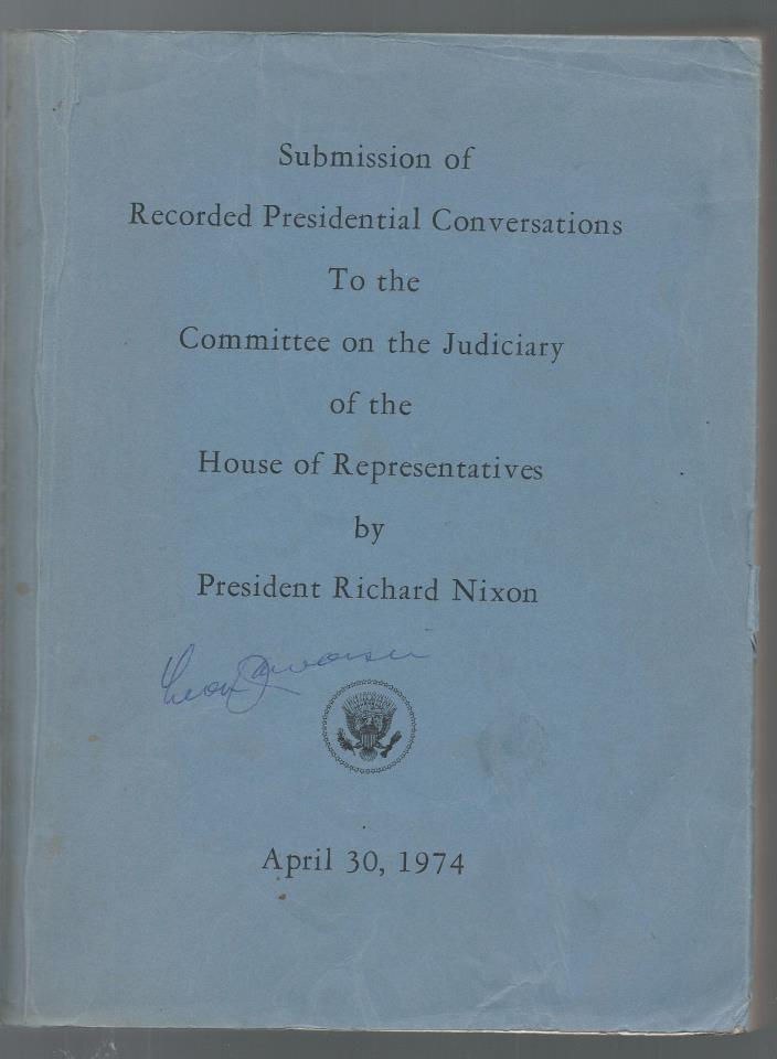 Leon Jaworski signed Judiciary Committee Watergate Presidential Recordings Nixon
