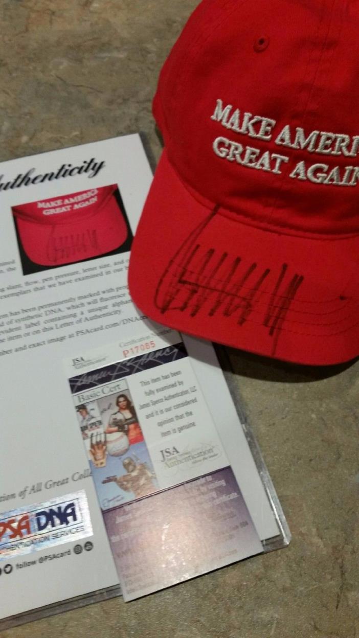 RARE DOUBLE Cert President Donald Trump Signed Auto Hat Cap - PSA/DNA & JSA