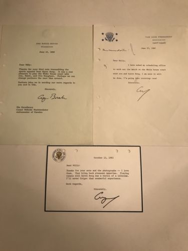 George H.W. Bush Typed Letters Signed Archive - Playing Tennis With Bjorn Borg