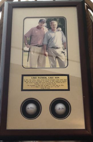George W. Bush PLUS George H.W Autographed golf balls Like Father Like Son