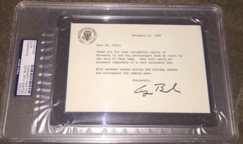 President GEORGE HW BUSH Signed Letter Concerning MLB Baseball HOF Game PSA/DNA