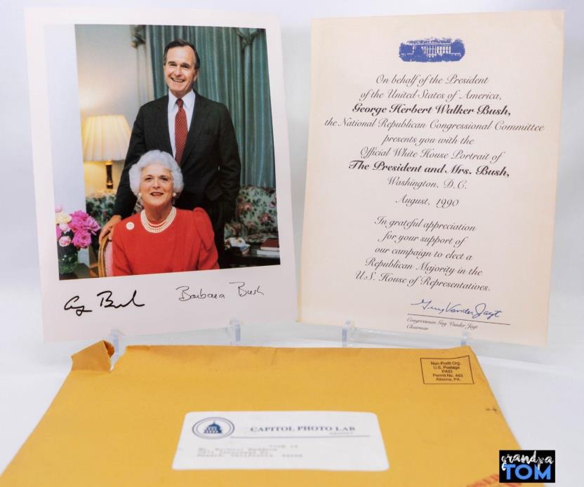 PRESIDENT GEORGE HW BUSH AND BARBARA SIGNED BY BOTH 8