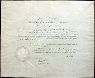 John F. Kennedy Authentic Signed 18.5x22.5 1963 Appointment Document BAS #A03669