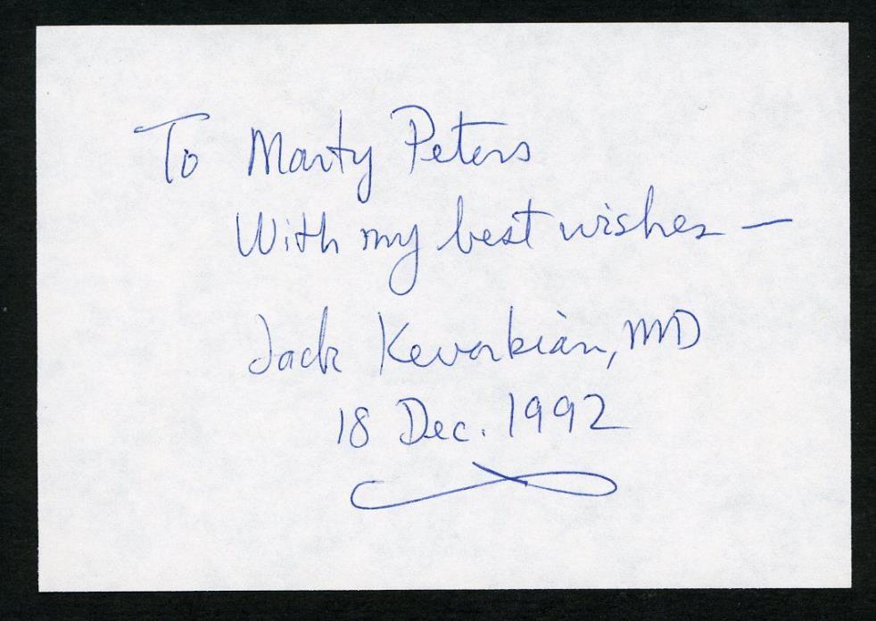 DR. JACK KEVORKIAN PATHOLOGIST EUTHANASIA PROPONENT  