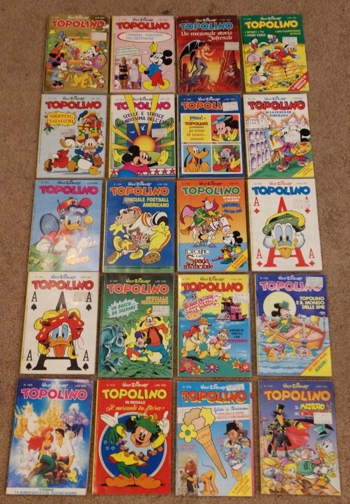 1980's WALT DISNEY ITALIAN COMIC TOPOLINO LOT OF 20  FREE US SHIPPING