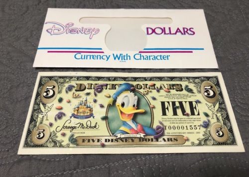 2005 50th Anniversary Series T $5 DISNEY DOLLARS DONALD DUCK Low # UNCIRCULATED