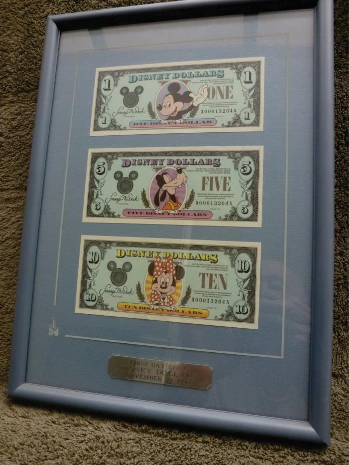 Disney Art  Disney Animation  Disney DOLLARS 1990  FRAMED 3 BILL SET  